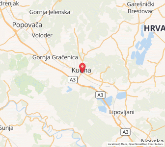 Map of Kutina, County of Sisak-Moslavina