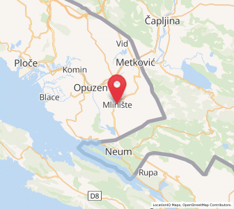 Map of Mlinište, Dubrovnik-Neretva