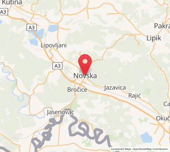 Map of Novska, County of Sisak-Moslavina