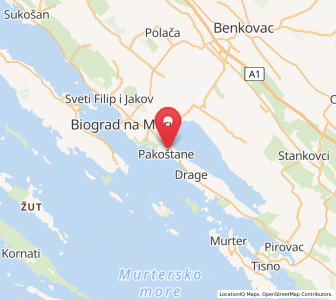 Map of Pakoštane, County of Zadar