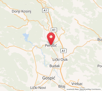 Map of Perušić, County of Lika-Senj