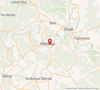 Map of Petrinja, County of Sisak-Moslavina