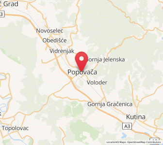 Map of Popovača, County of Sisak-Moslavina