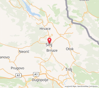 Map of Sinj, Split-Dalmatia