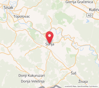 Map of Sunja, County of Sisak-Moslavina