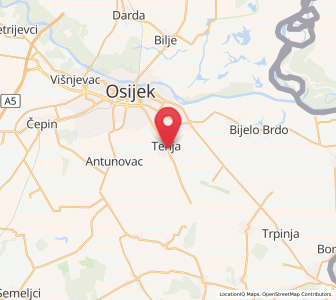 Map of Tenja, County of Osijek-Baranja