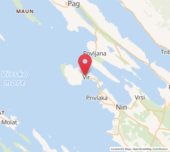 Map of Vir, County of Zadar