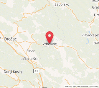 Map of Vrhovine, County of Lika-Senj