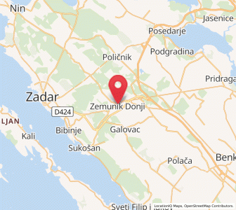 Map of Zemunik Donji, County of Zadar
