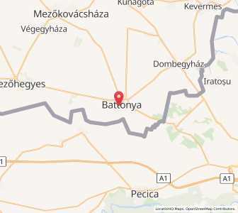 Map of Battonya, Békés
