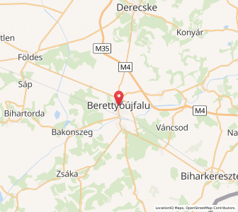Map of Berettyóújfalu, Hajdú-Bihar
