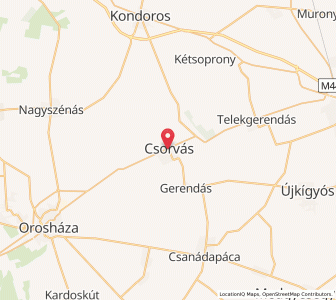 Map of Csorvás, Békés
