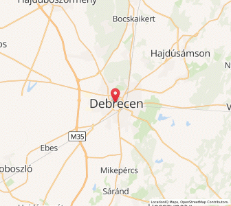 Map of Debrecen, Hajdú-Bihar