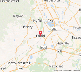 Map of Emőd, Borsod-Abaúj-Zemplén