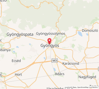 Map of Gyöngyös, Heves