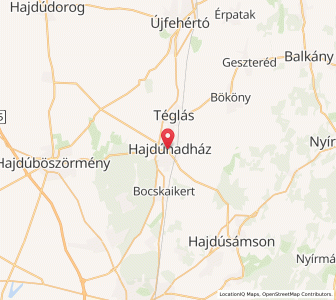 Map of Hajdúhadház, Hajdú-Bihar