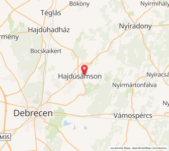 Map of Hajdúsámson, Hajdú-Bihar