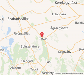 Map of Izsák, Bács-Kiskun
