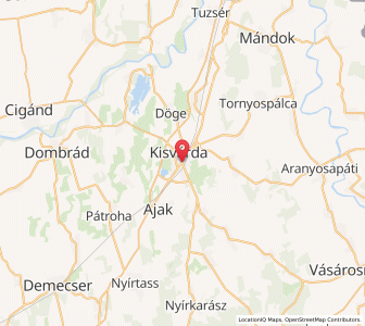 Map of Kisvárda, Szabolcs-Szatmár-Bereg