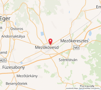 Map of Mezőkövesd, Borsod-Abaúj-Zemplén