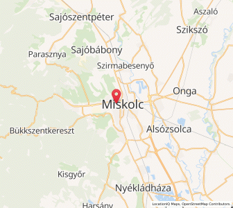 Map of Miskolc, Borsod-Abaúj-Zemplén