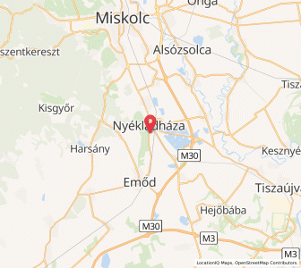 Map of Nyékládháza, Borsod-Abaúj-Zemplén