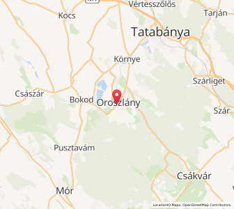 Map of Oroszlány, Komárom-Esztergom