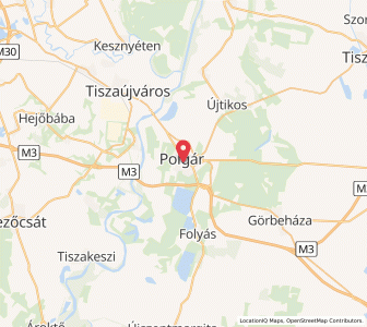 Map of Polgár, Hajdú-Bihar