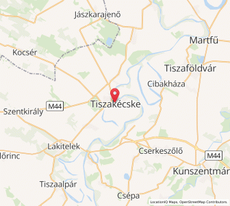 Map of Tiszakécske, Bács-Kiskun