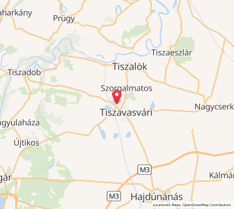 Map of Tiszavasvári, Szabolcs-Szatmár-Bereg
