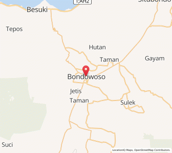 Map of Bondowoso, East Java