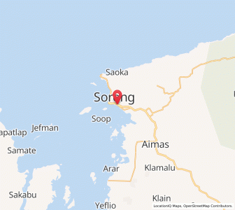 Map of Sorong, Southwest Papua