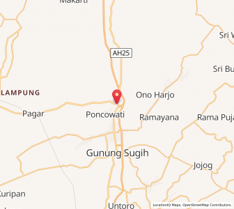 Map of Terbanggi Besar, Lampung