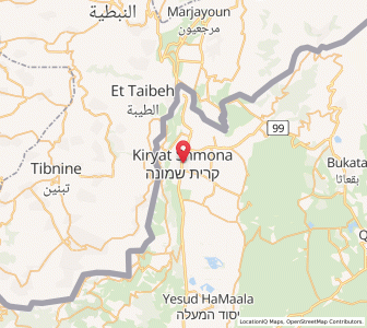 Map of Qiryat Shmona, Northern District