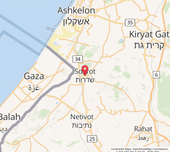 Map of Sderot, Southern District