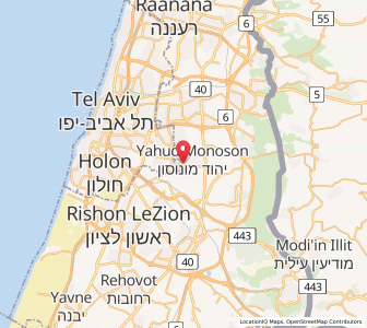 Map of Yehud-Monosson, Tel Aviv