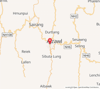 Map of Aizawl, Mizoram