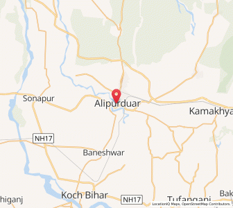 Map of Alipur Duar, West Bengal