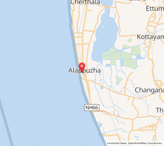 Map of Alleppey, Kerala