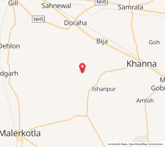 Map of Aluna Miana, Punjab