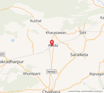 Map of Amda, Jharkhand