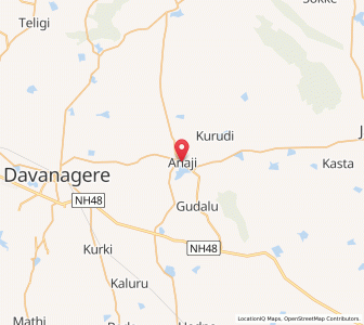 Map of Anaji, Karnataka