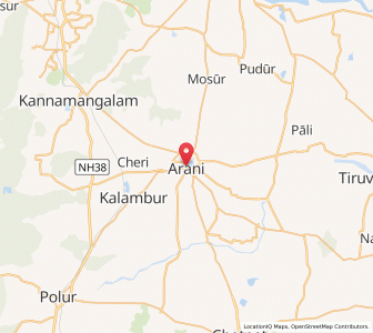 Map of Arani, Tamil Nadu