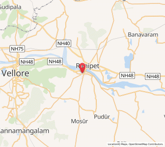 Map of Arcot, Tamil Nadu