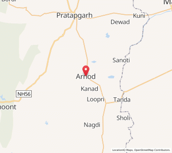 Map of Arnaud, Rajasthan