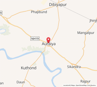 Map of Auraiya, Uttar Pradesh