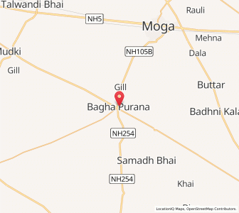 Map of Bagha Purana, Punjab