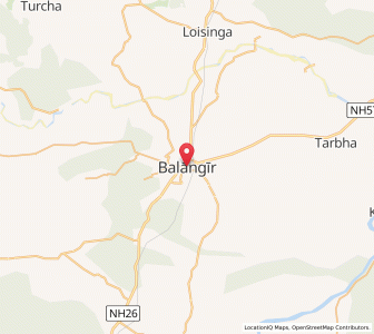 Map of Balangir, Odisha