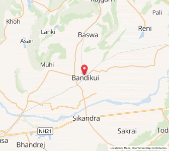Map of Bandikui, Rajasthan
