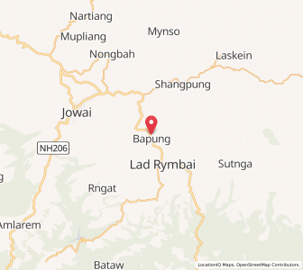 Map of Bapung, Meghalaya